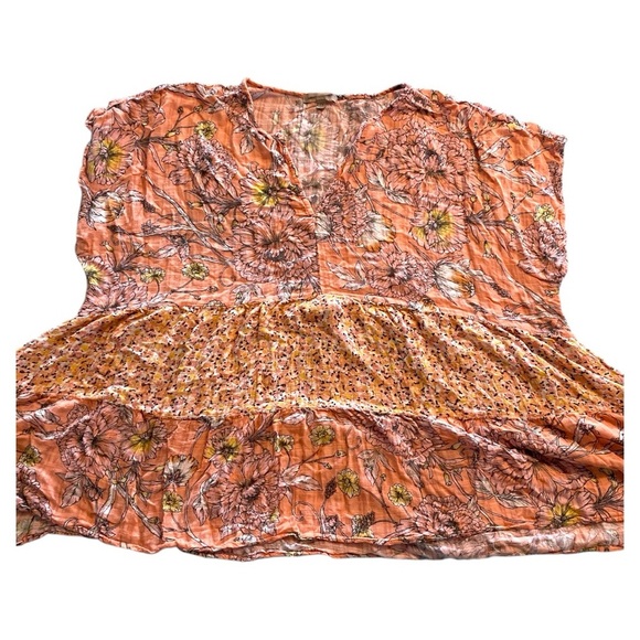 Wonderly Orange Peplum Sleeveless Blouse - Picture 1 of 5